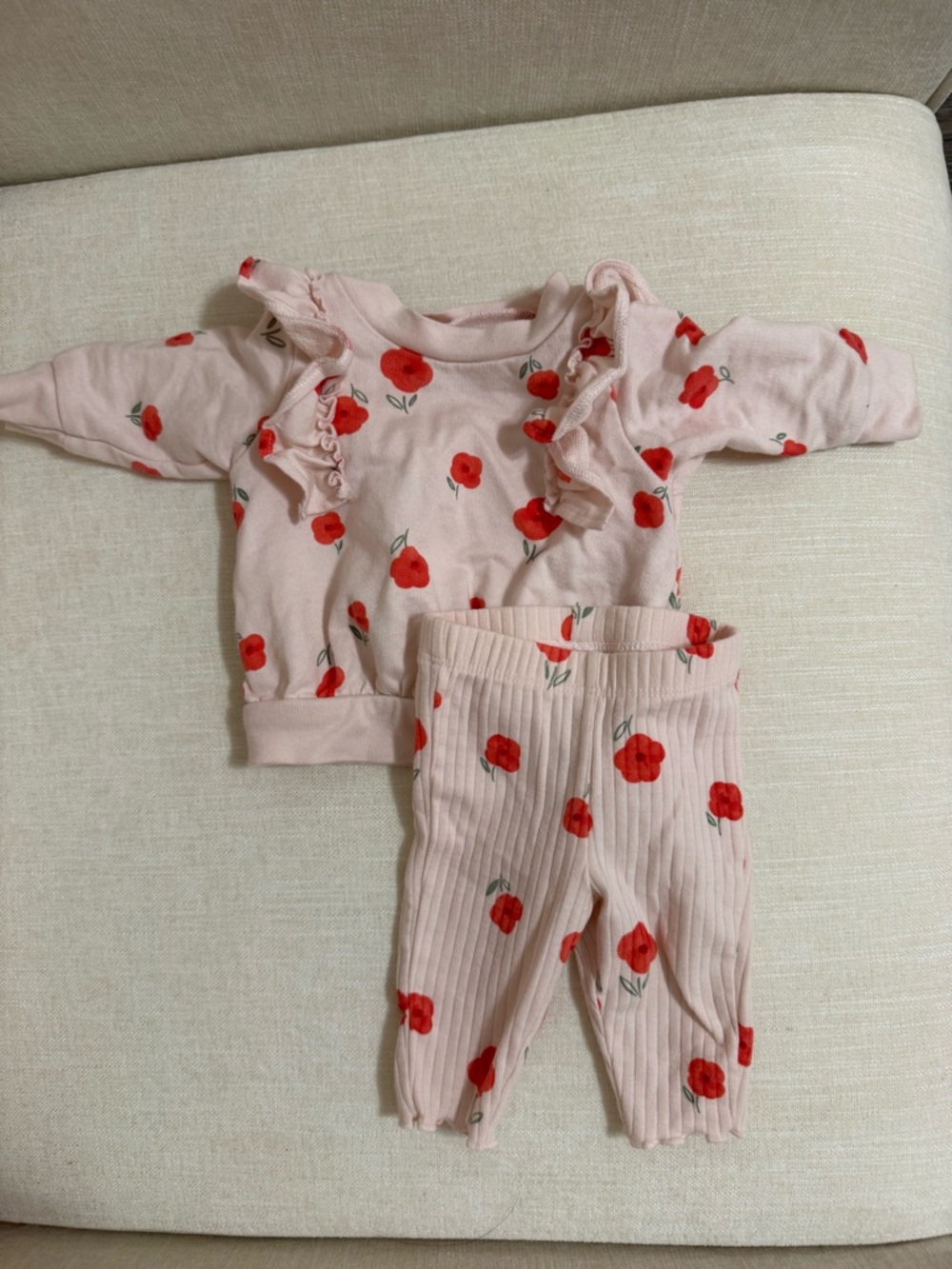 Carter's Pink Floral Ruffle Top and Ribbed Leggings Set